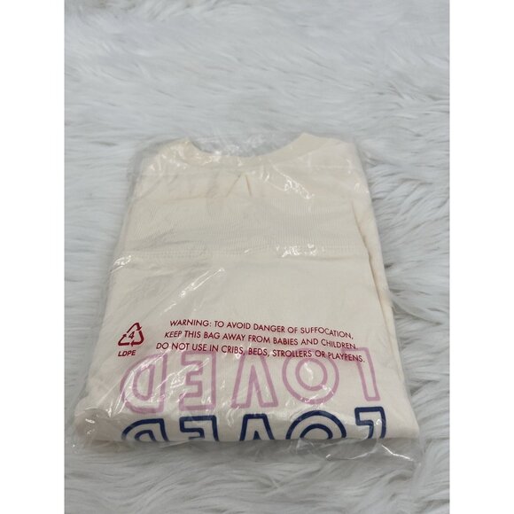 New Hanna Andersson Valentines Graphic Sweatshirt French Terry Ecru Girls Size 4 - Picture 10 of 11